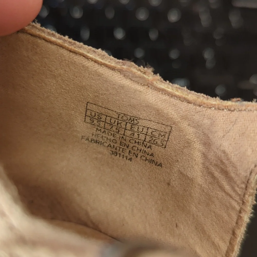 TOMS Stucco Satin Woven Cork Wedge Open Toe Sandals Size 9.5